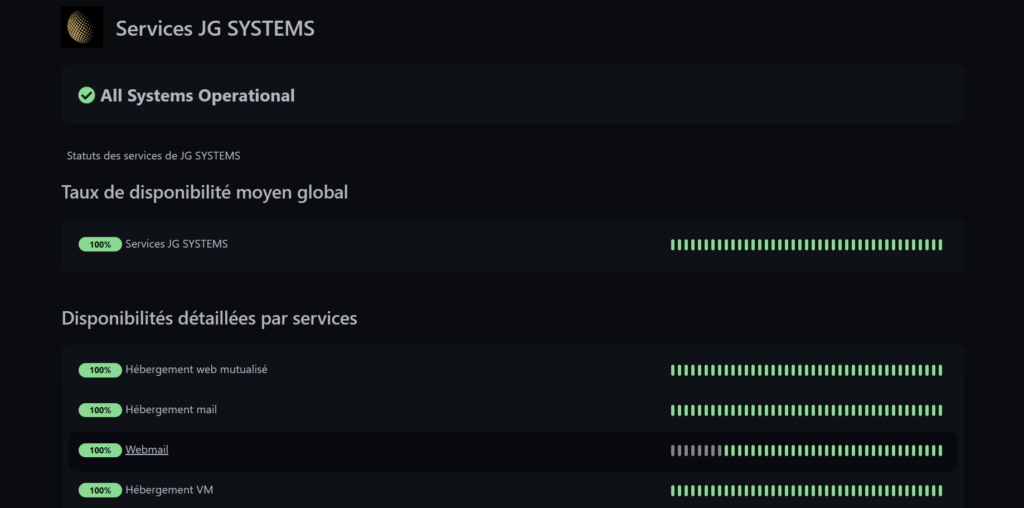 Services JG SYSTEMS Statuts des services de JG SYSTEMS